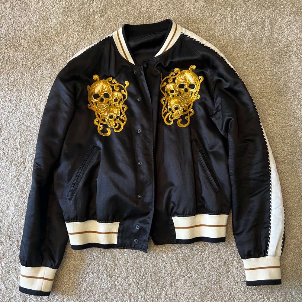 Alexander McQueen skull embroidered bomber jacket